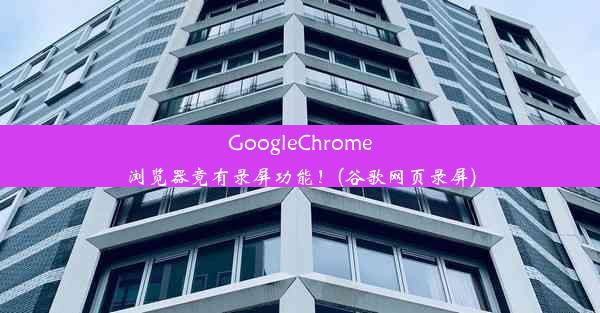 GoogleChrome浏览器竟有录屏功能！(谷歌网页录屏)