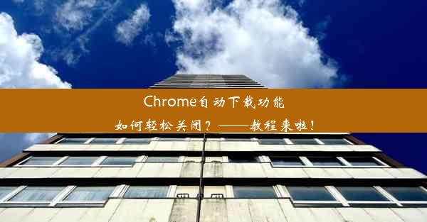 Chrome自动下载功能如何轻松关闭？——教程来啦！