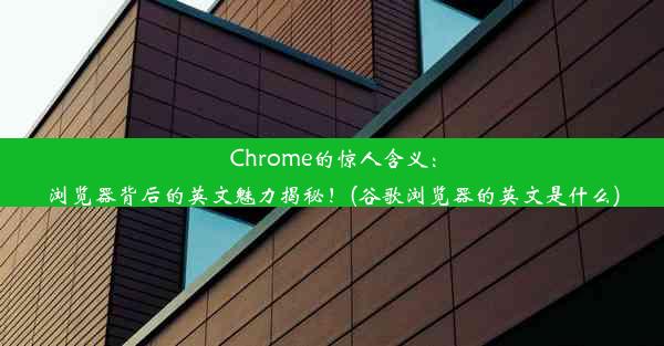 Chrome的惊人含义：浏览器背后的英文魅力揭秘！(谷歌浏览器的英文是什么)