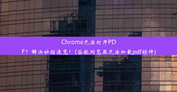 Chrome无法打开PDF？解决妙招速览！(谷歌浏览器无法加载pdf控件)