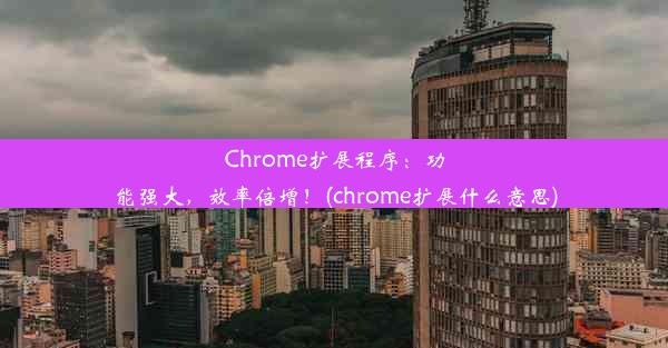 Chrome扩展程序：功能强大，效率倍增！(chrome扩展什么意思)