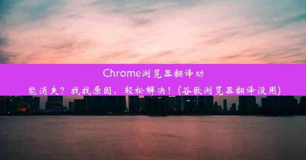 Chrome浏览器翻译功能消失？找找原因，轻松解决！(谷歌浏览器翻译没用)