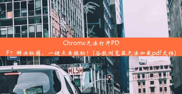 Chrome无法打开PDF？解决秘籍，一键点击探秘！(谷歌浏览器无法加载pdf文档)