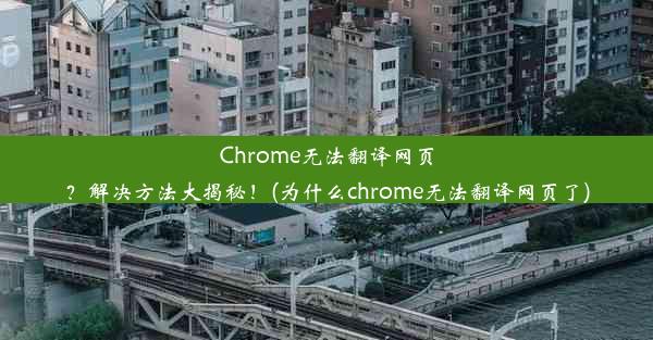 Chrome无法翻译网页？解决方法大揭秘！(为什么chrome无法翻译网页了)